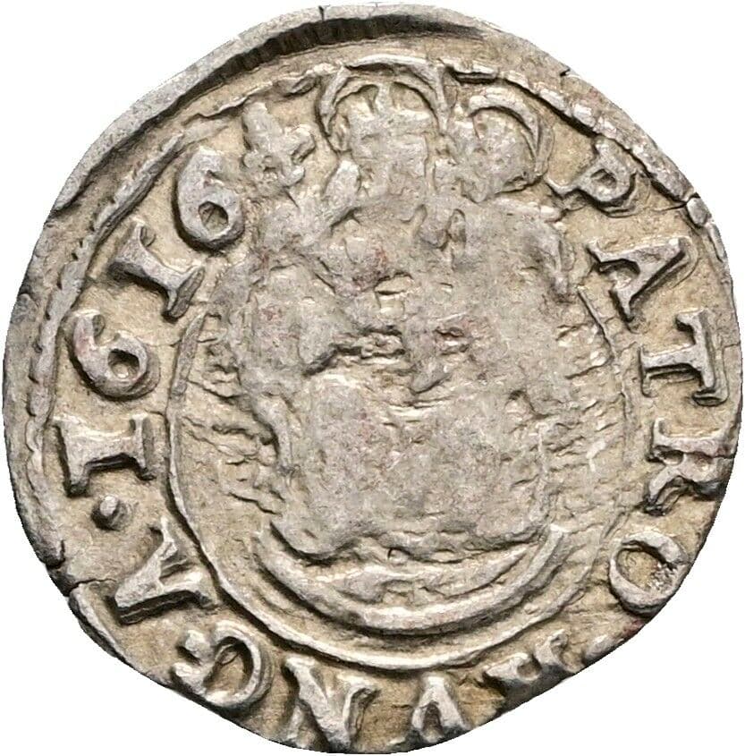 Denar Matthias II. 1608-1619 1616 KB, Kremnitz – Vorderseite