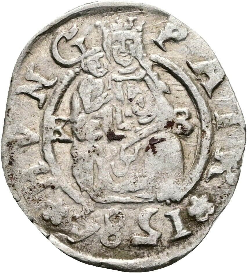 Denar Rudolph II. 1576-1612 1584 KB, Kremnitz – Vorderseite