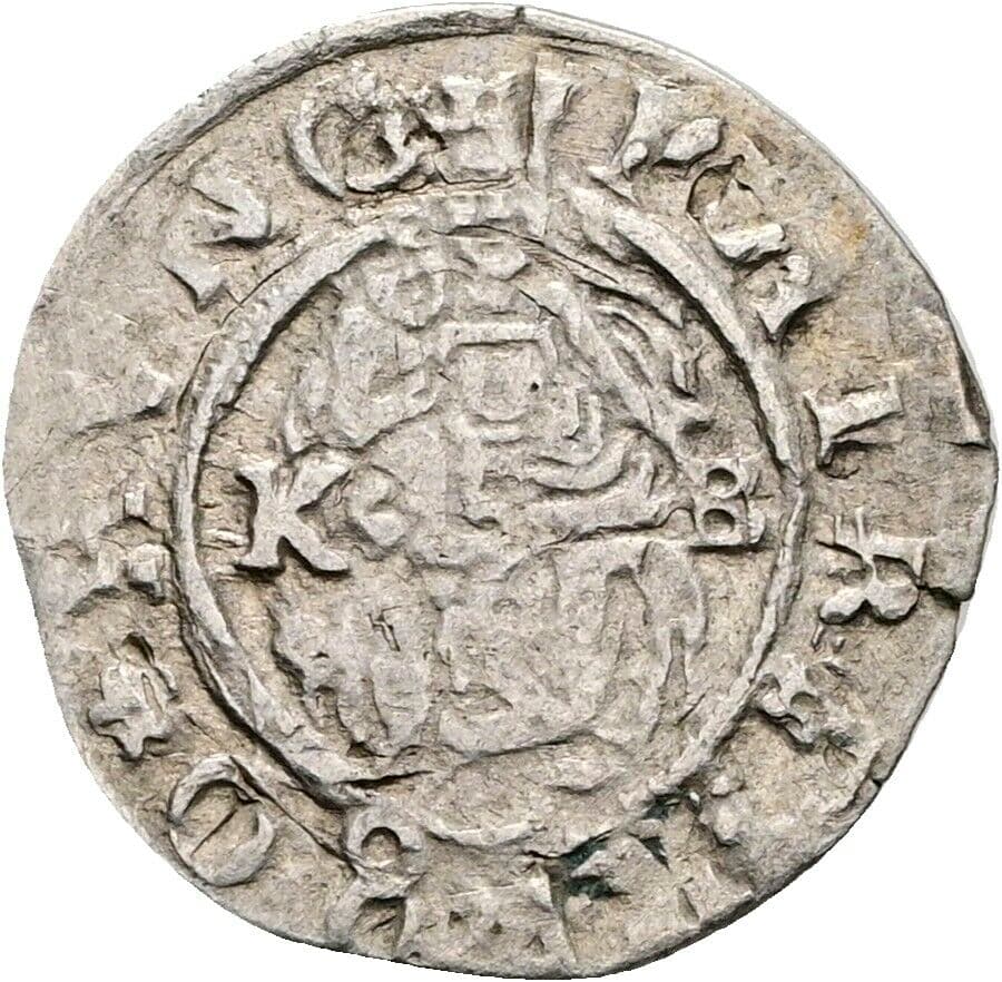 Denar Rudolph II. 1576-1612 1580 KB, Kremnitz – Vorderseite