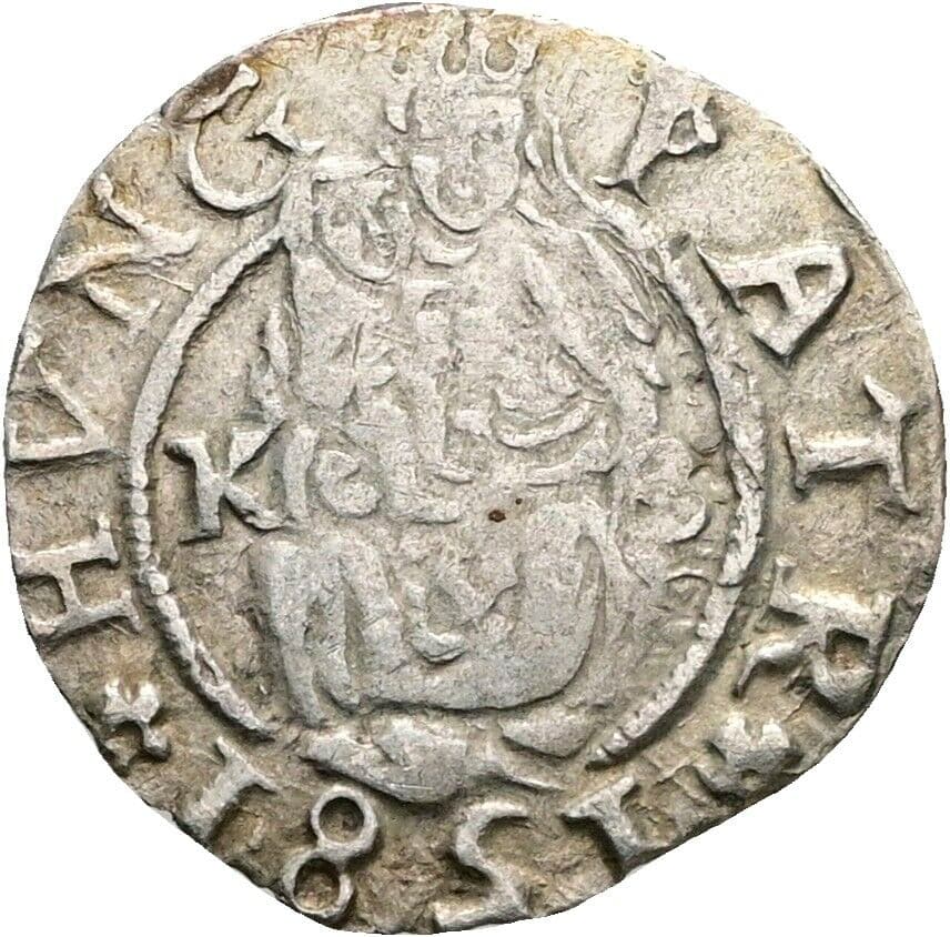 Denar Rudolf II. 1581 KB, Kremnitz – Vorderseite