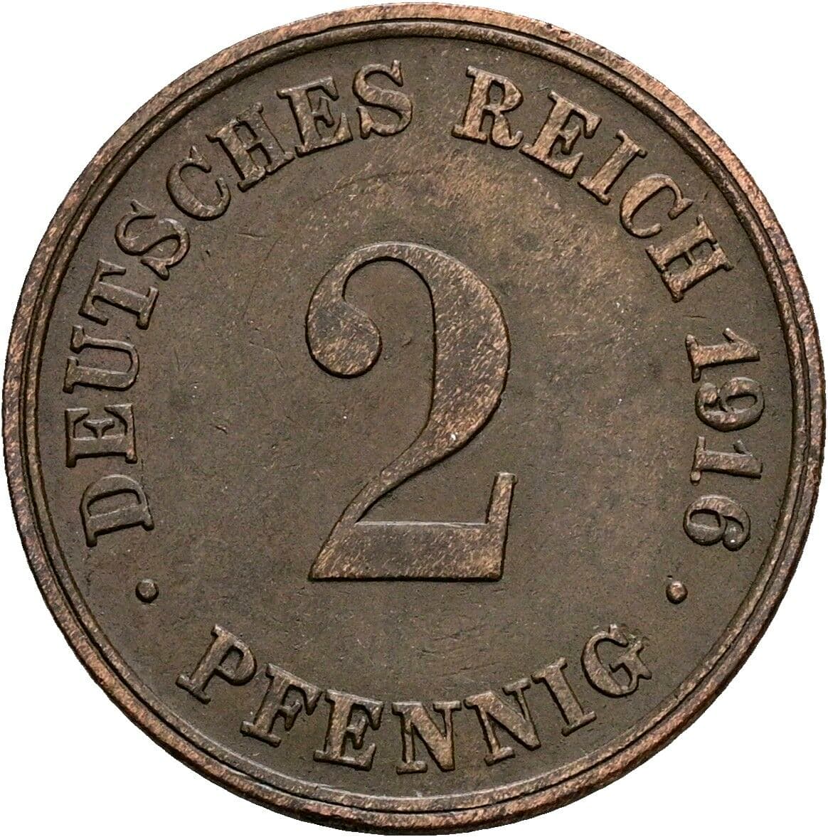 2 Pfennig 1916 D – Vorderseite