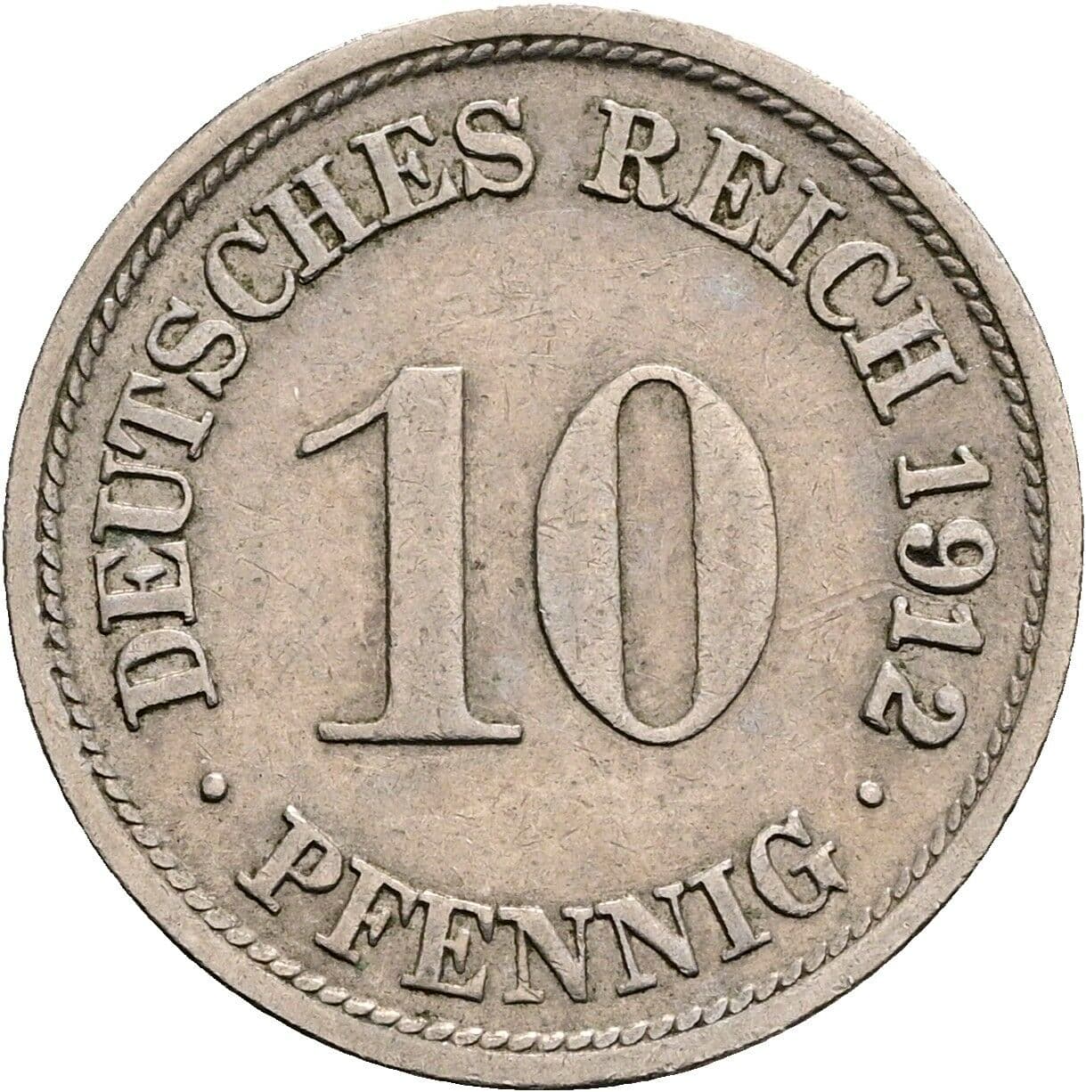 10 Pfennig 1912 F – Vorderseite