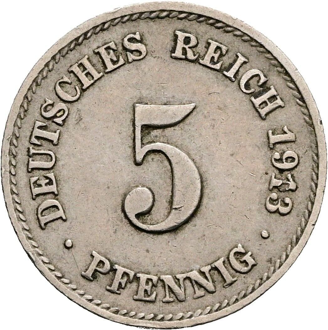 5 Pfennig 1913 F – Vorderseite