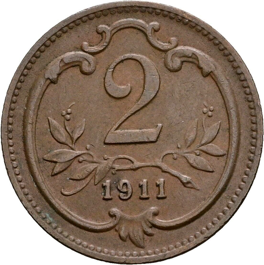 2 Heller Franz Joseph I. 1848-1916 1911 – Vorderseite