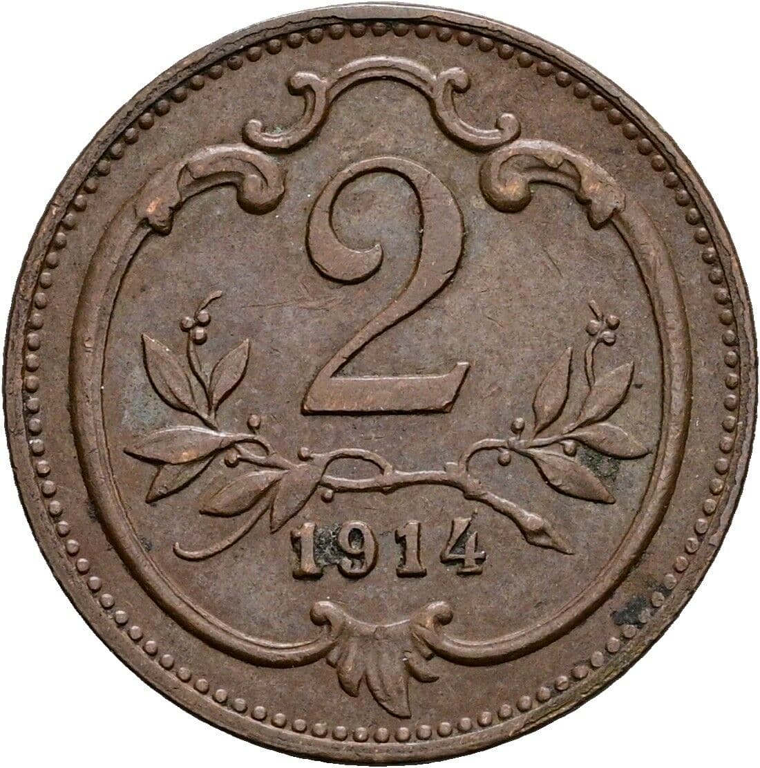 2 Heller Franz Joseph I. 1848-1916 1914 – Vorderseite