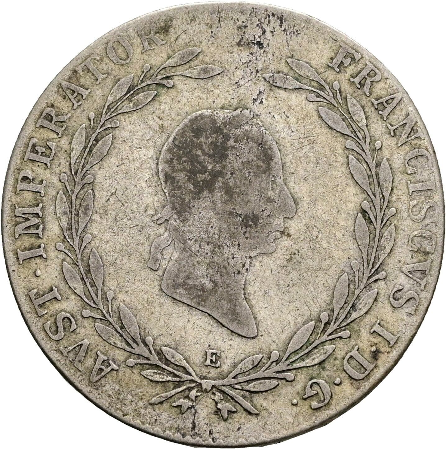 20 Kreuzer Franz II. (I). 1792-1835 1828 E – Vorderseite