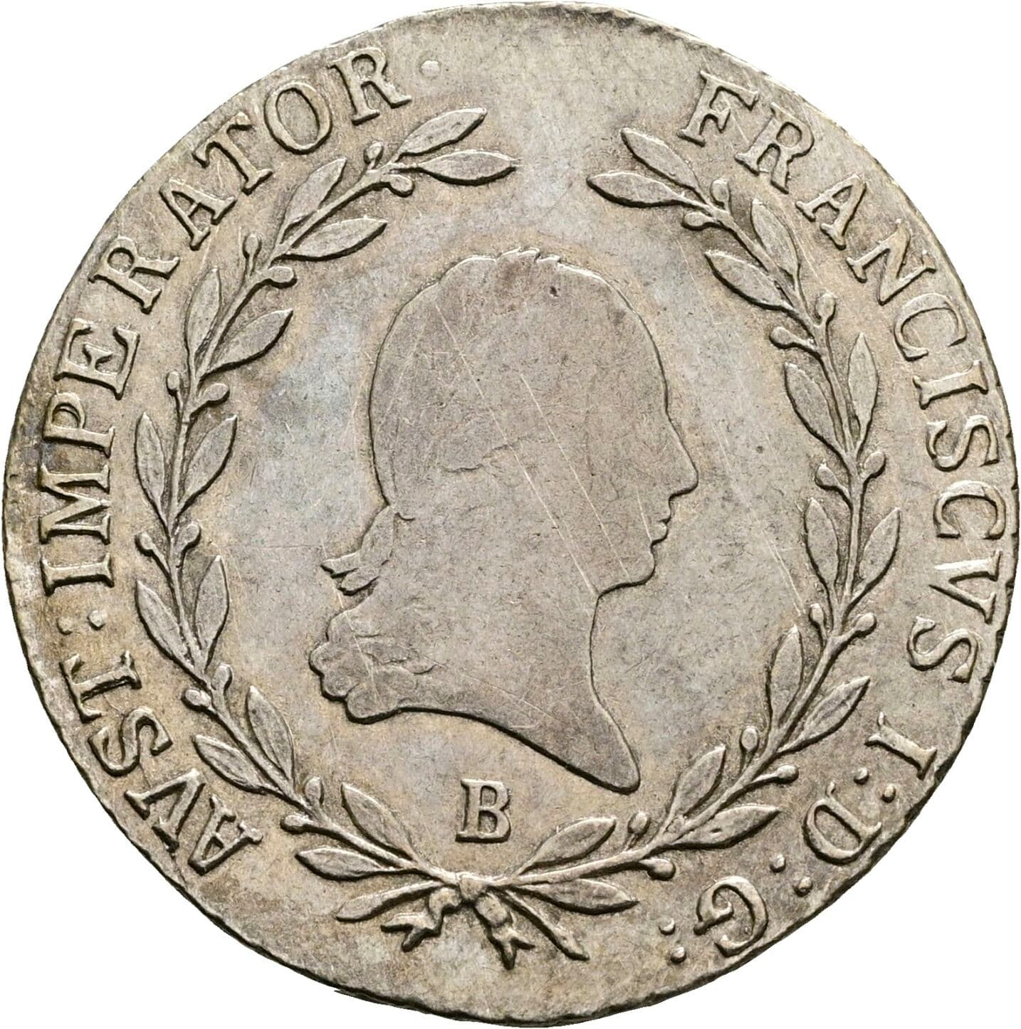 20 Kreuzer Franz II. (I). 1792-1835 1815 B, Kremnitz – Vorderseite