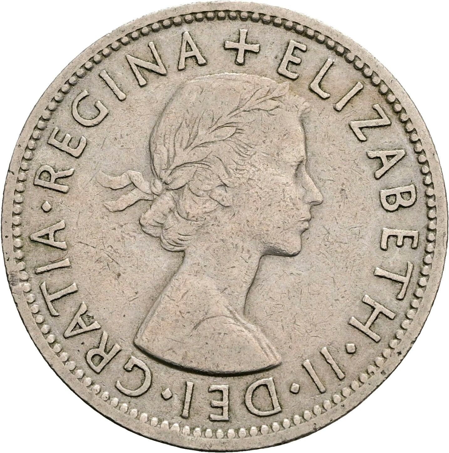 2 Shillings Elisabeth II. 1952-2022 1956 – Vorderseite