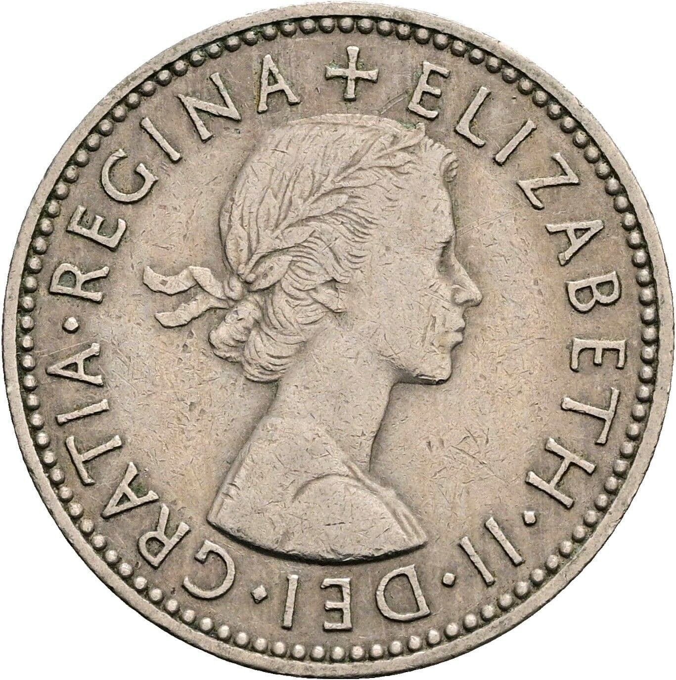 1 Shilling Elisabeth II. 1952-2022 1958 – Vorderseite