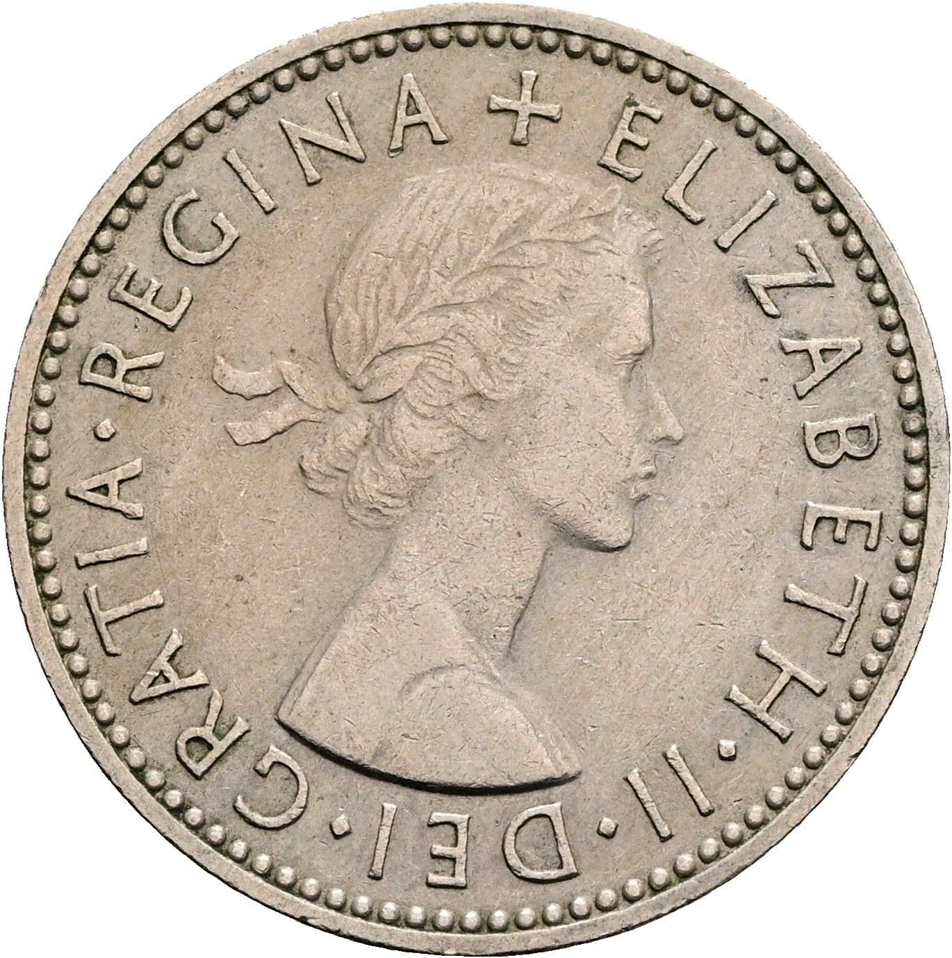 1 Shilling Elisabeth II. 1952-2022 1958 – Vorderseite