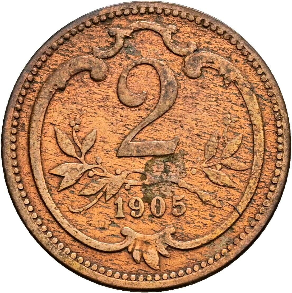 2 Heller Franz Joseph I. 1848-1916 1905 – Vorderseite