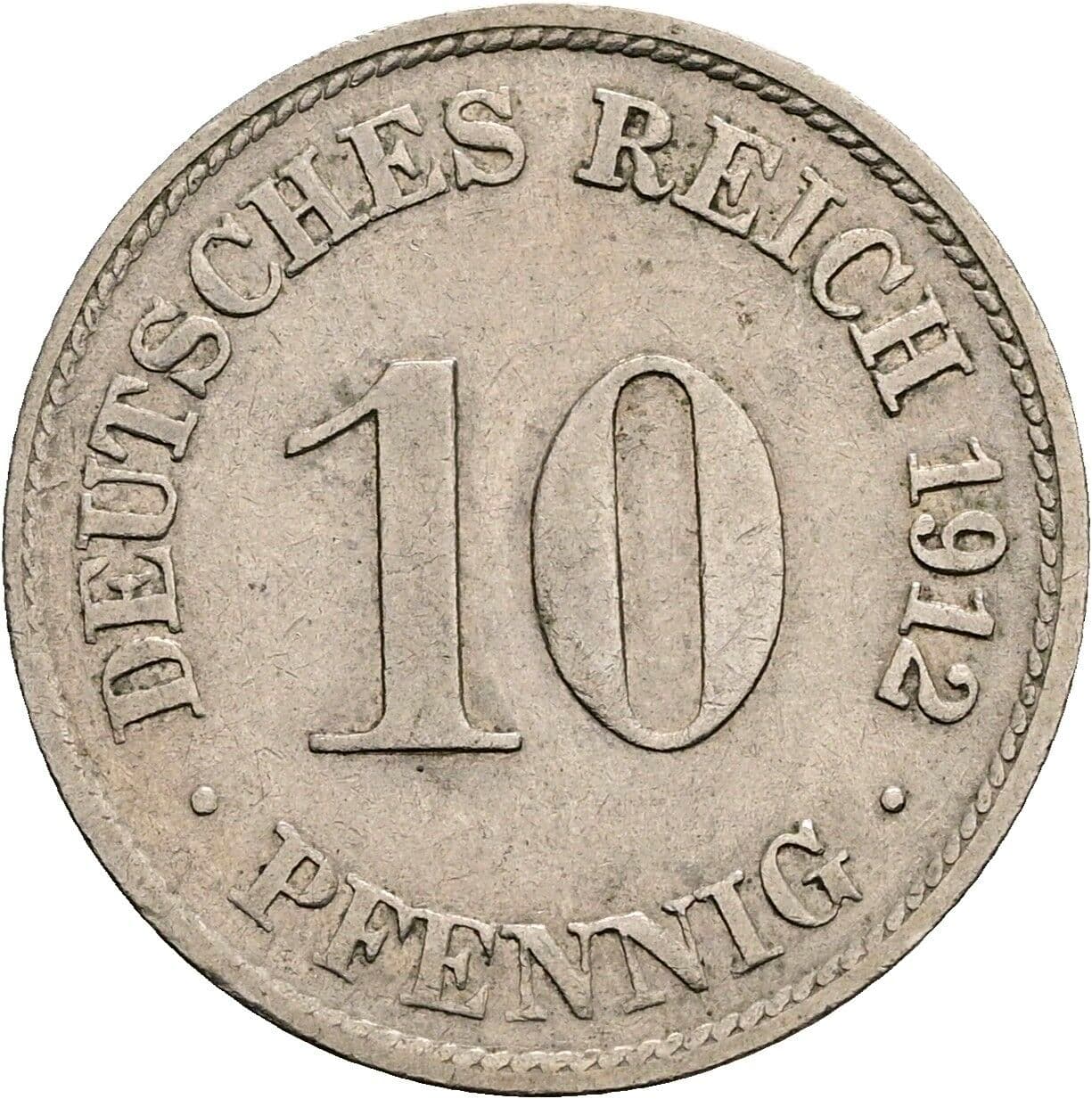 10 Pfennig 1912 D – Vorderseite
