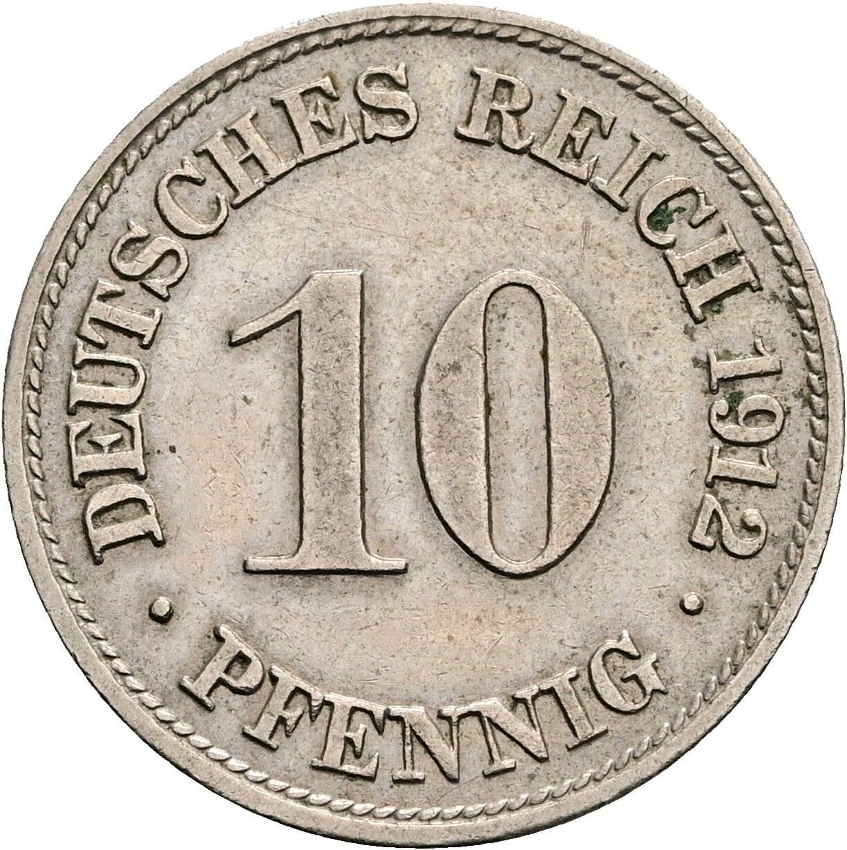 10 Pfennig 1912 D – Vorderseite