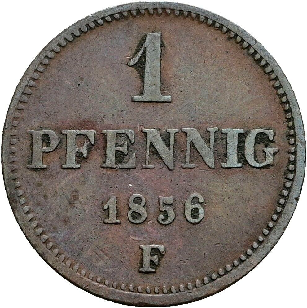 1 Pfennig Johann 1854-1873 1856 F – Vorderseite
