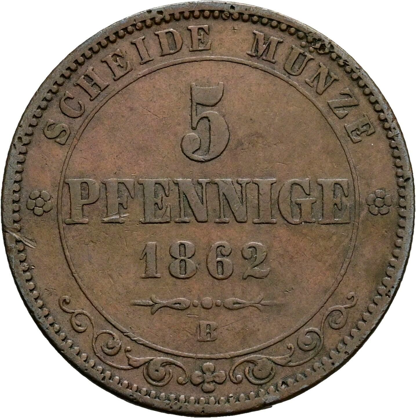 5 Pfennige Johann 1854-1873 1862 B – Vorderseite