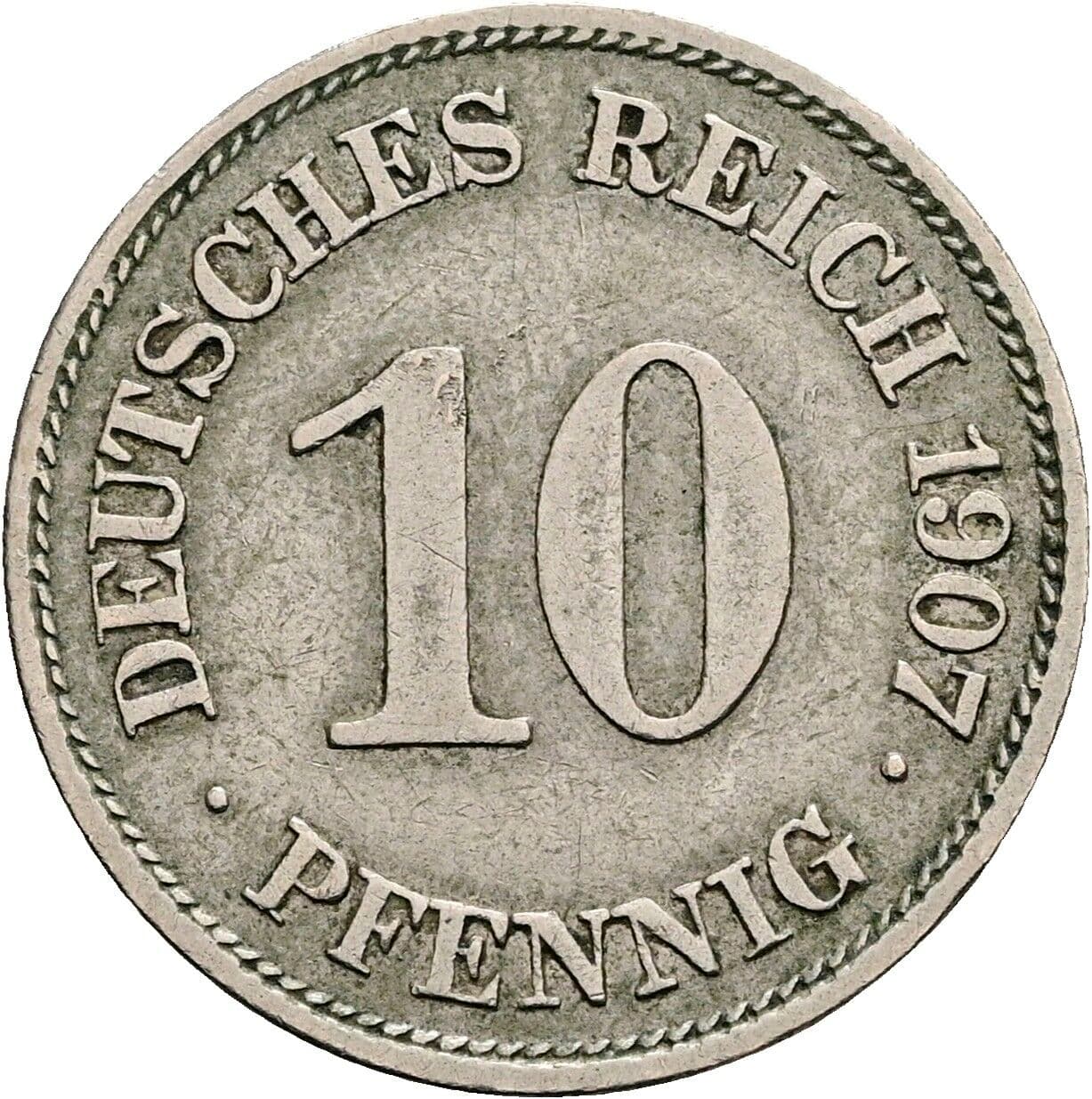 10 Pfennig 1907 E – Vorderseite