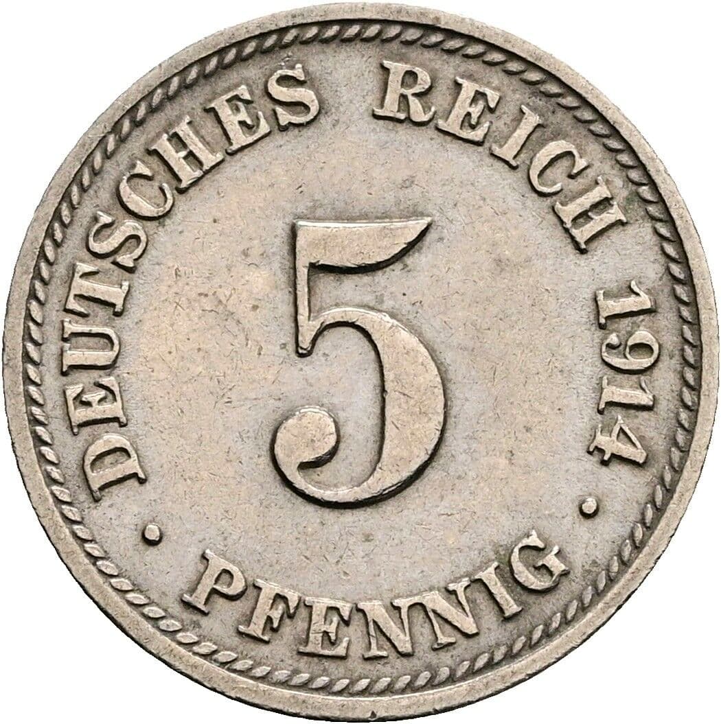 5 Pfennig 1914 D – Vorderseite