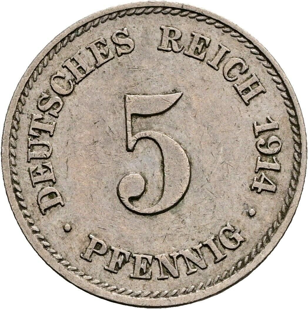 5 Pfennig 1914 J – Vorderseite