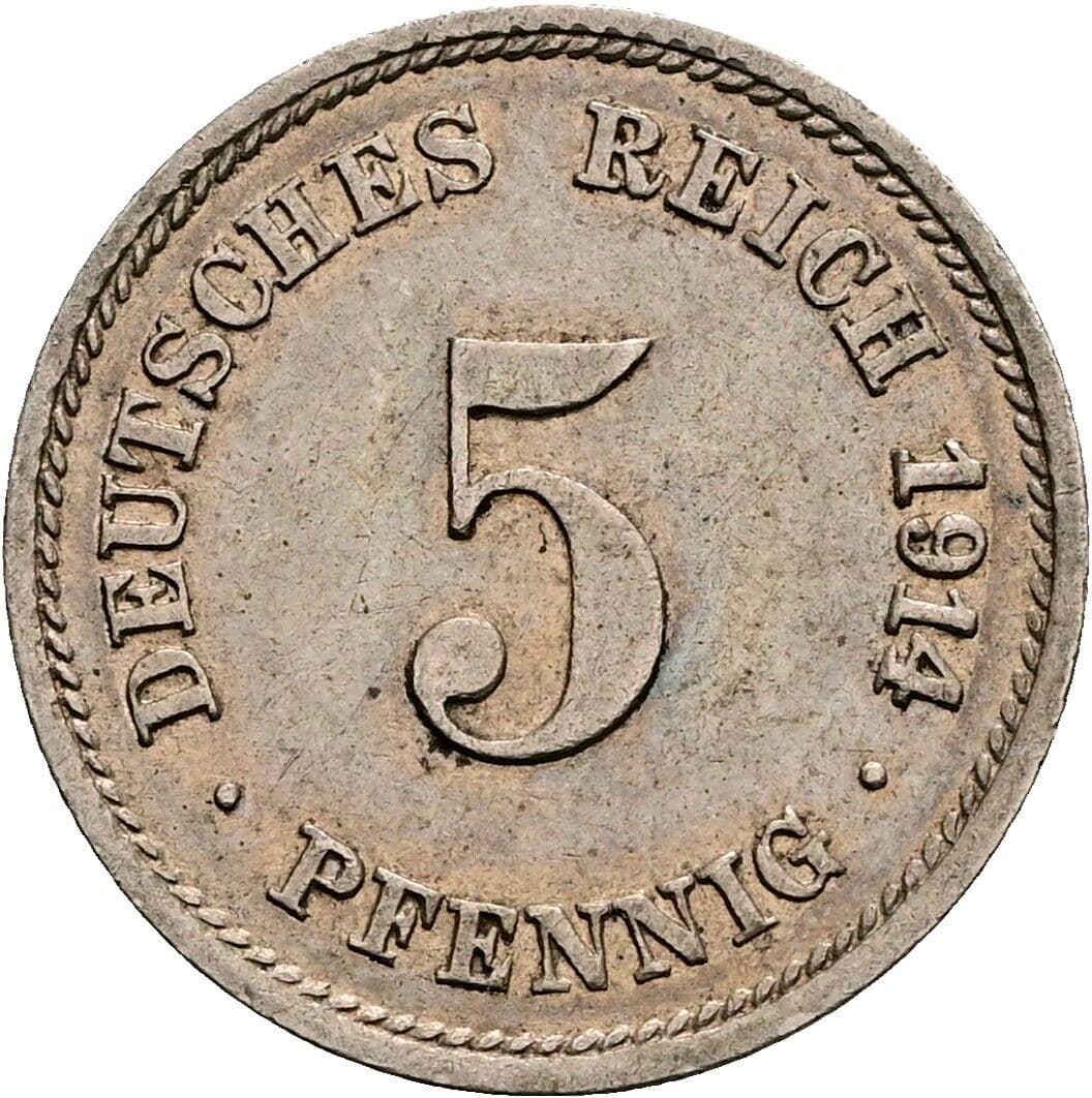 5 Pfennig 1914 G – Vorderseite