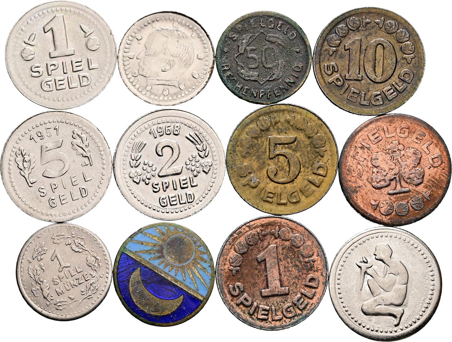 Spielgeld LOT 11 Stück und eine Farbmünze