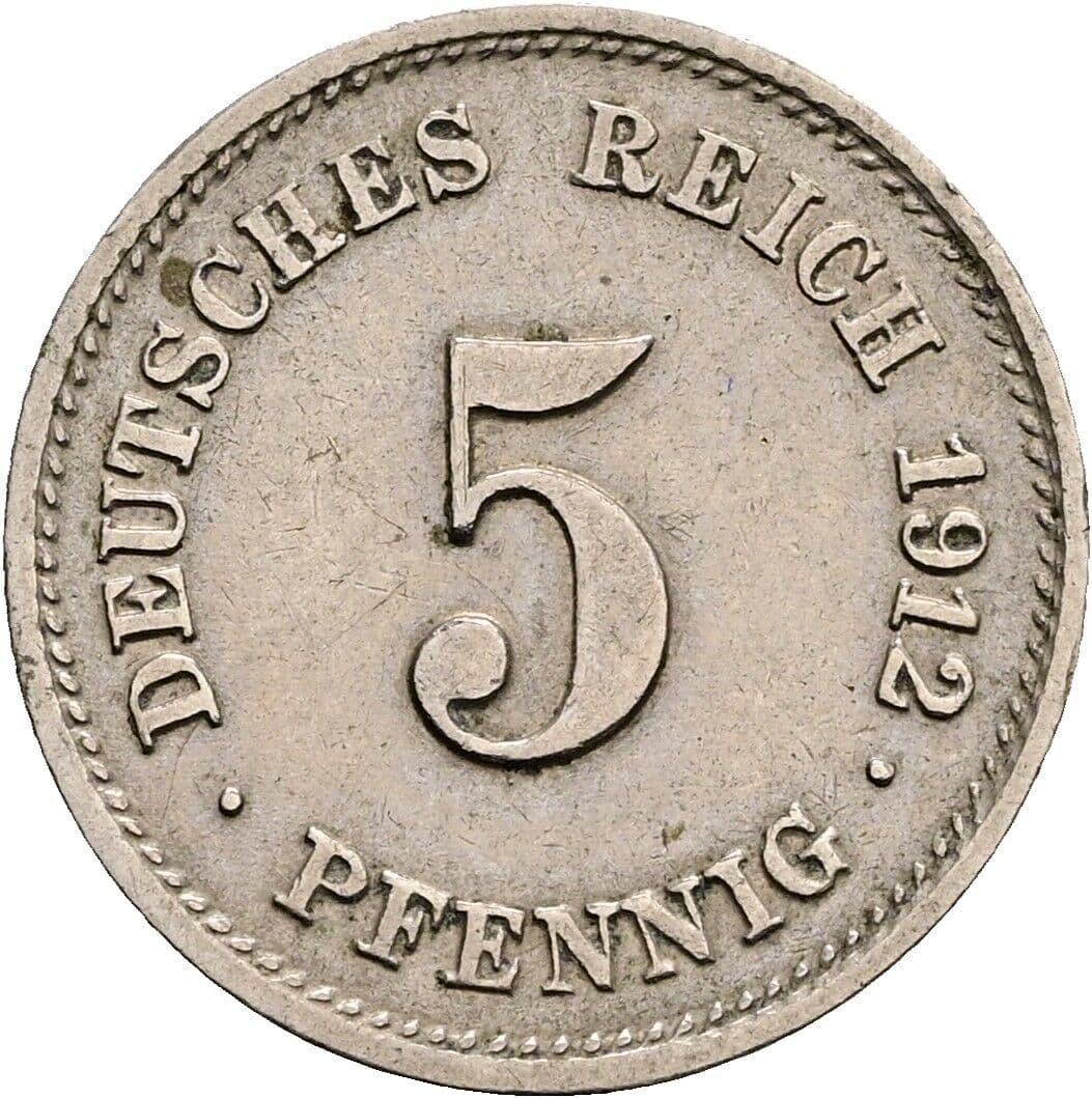 5 Pfennig 1912 G – Vorderseite