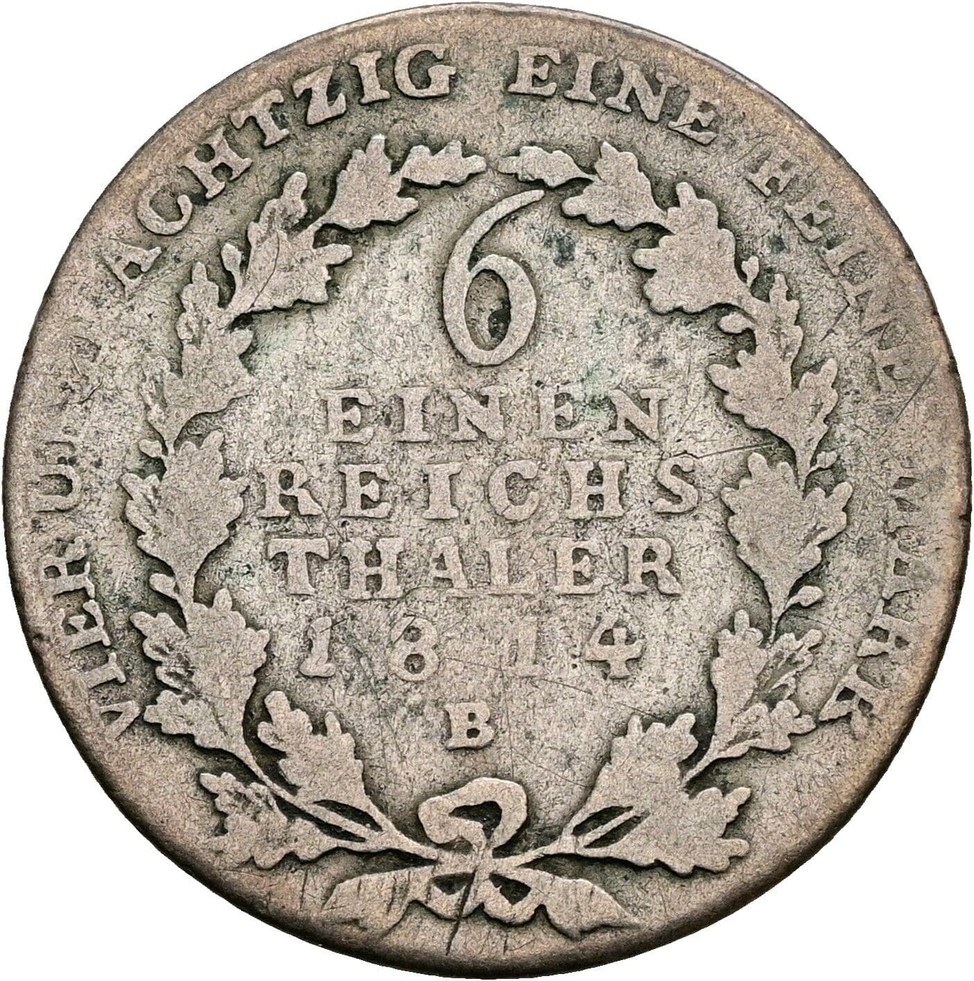 1/6 Taler Friedrich Wilhelm III. 1797-1840 1814 B – Vorderseite