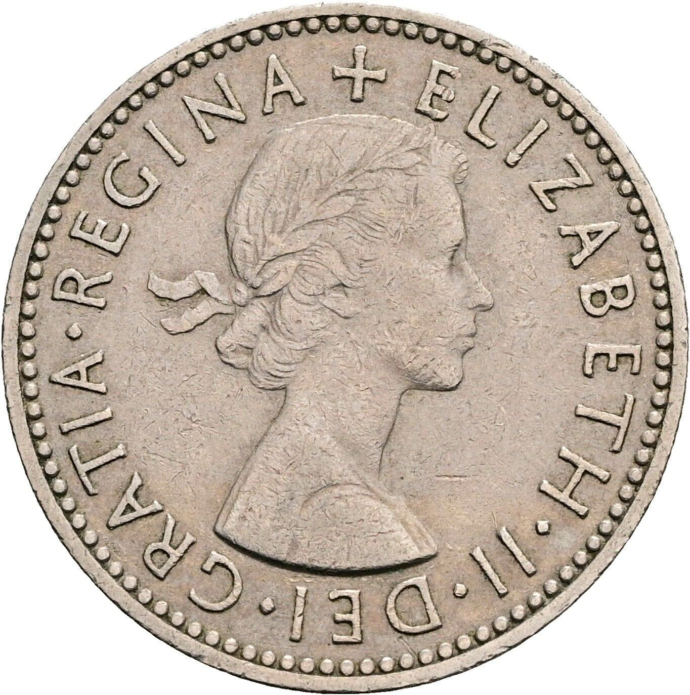 1 Shilling Elisabeth II. 1952-2022 1955 – Vorderseite