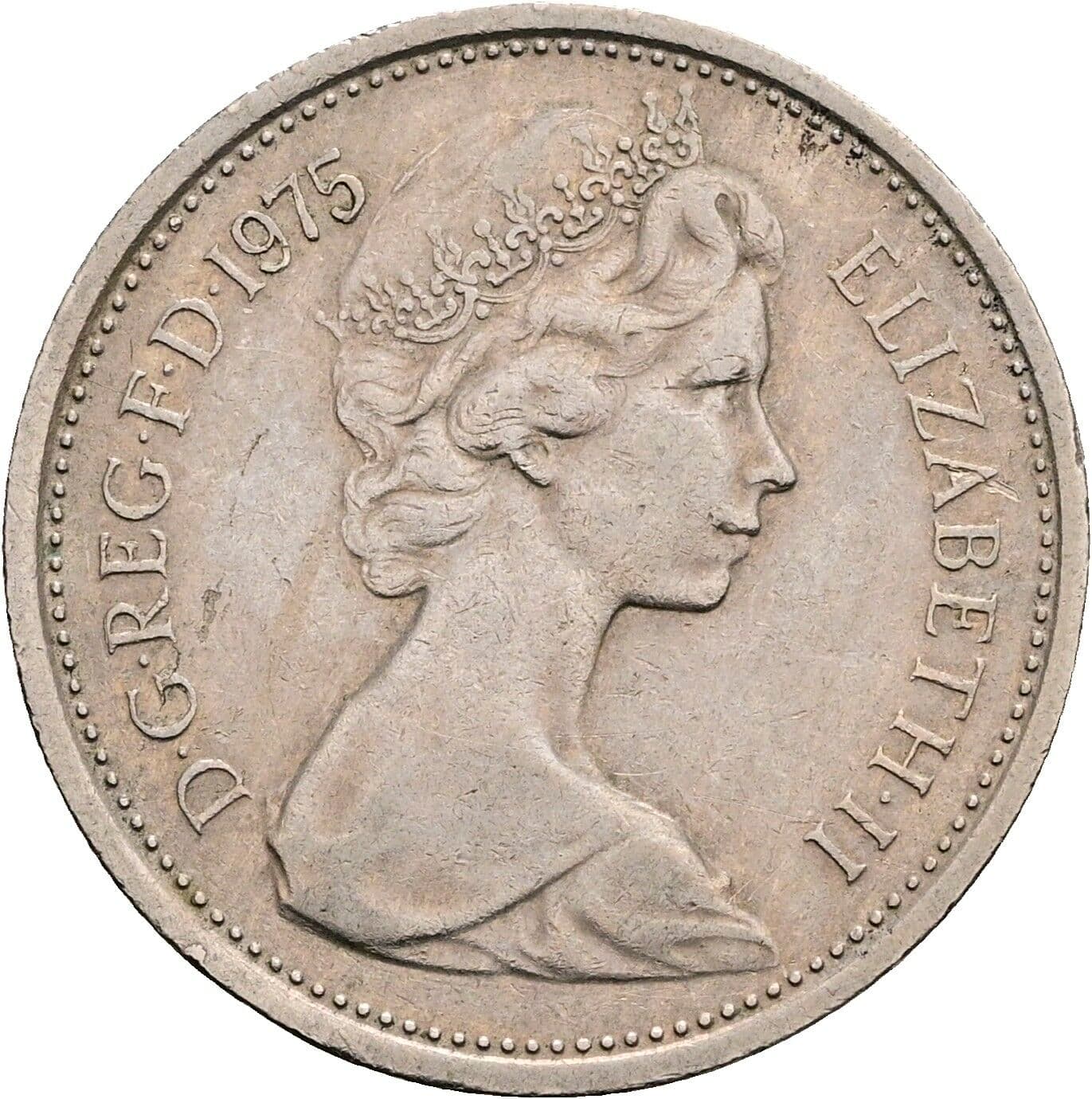 5 New Pence Elisabeth II. 1952-2022 1975 – Vorderseite