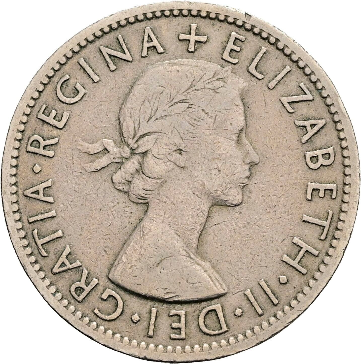 2 Shillings Elisabeth II. 1952-2022 1956 – Vorderseite