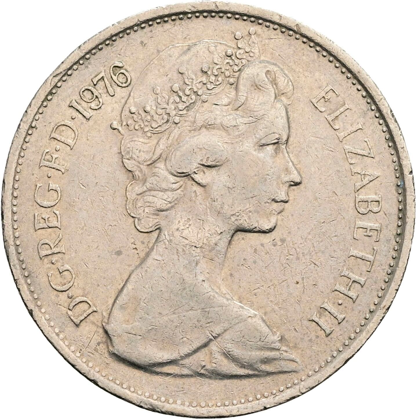 10 New Pence Elisabeth II. 1952-2022 1976 – Vorderseite