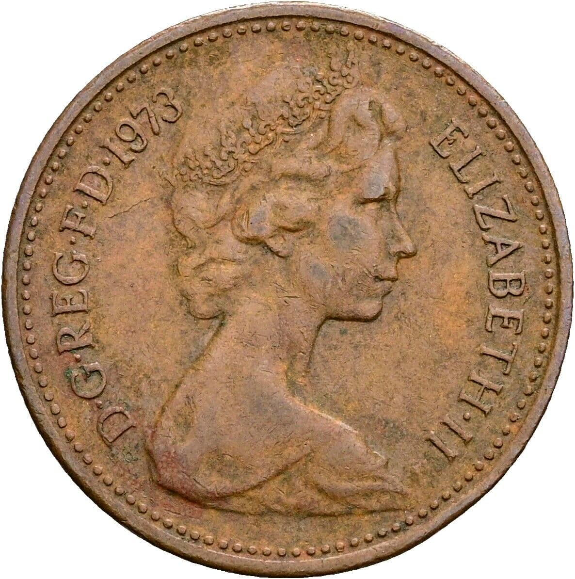1 New Penny Elisabeth II. 1952-2022 1973 – Vorderseite