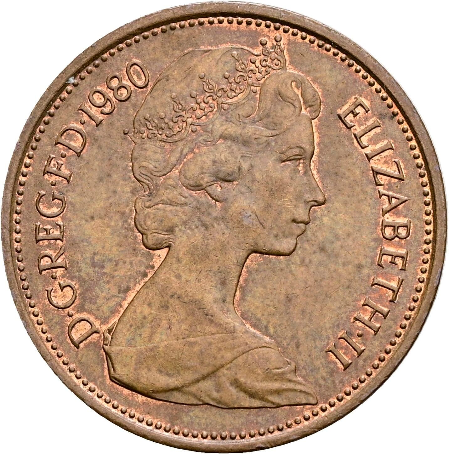 2 New Pence Elisabeth II. 1952-2022 1980 – Vorderseite