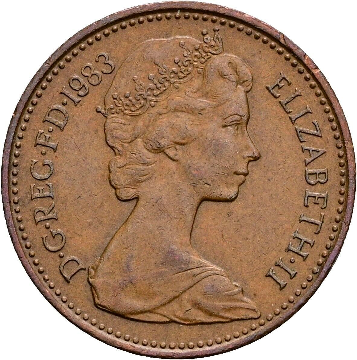 1 Penny Elisabeth II. 1952-2022 1983 – Vorderseite