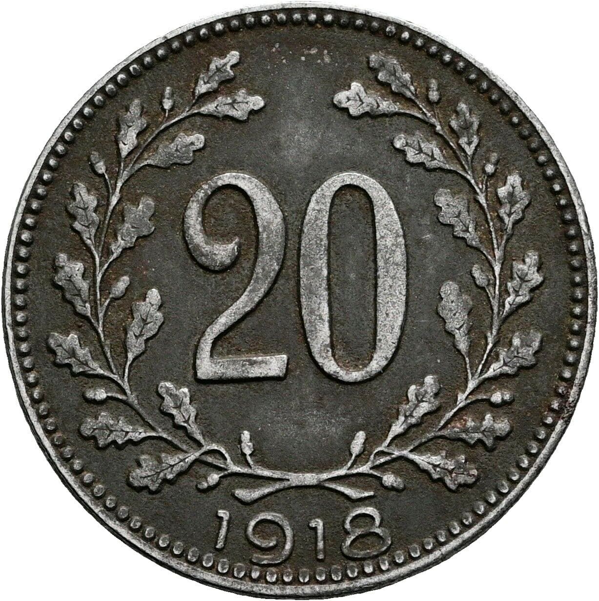 20 Heller Karl I., 1916-1918 1918 – Vorderseite