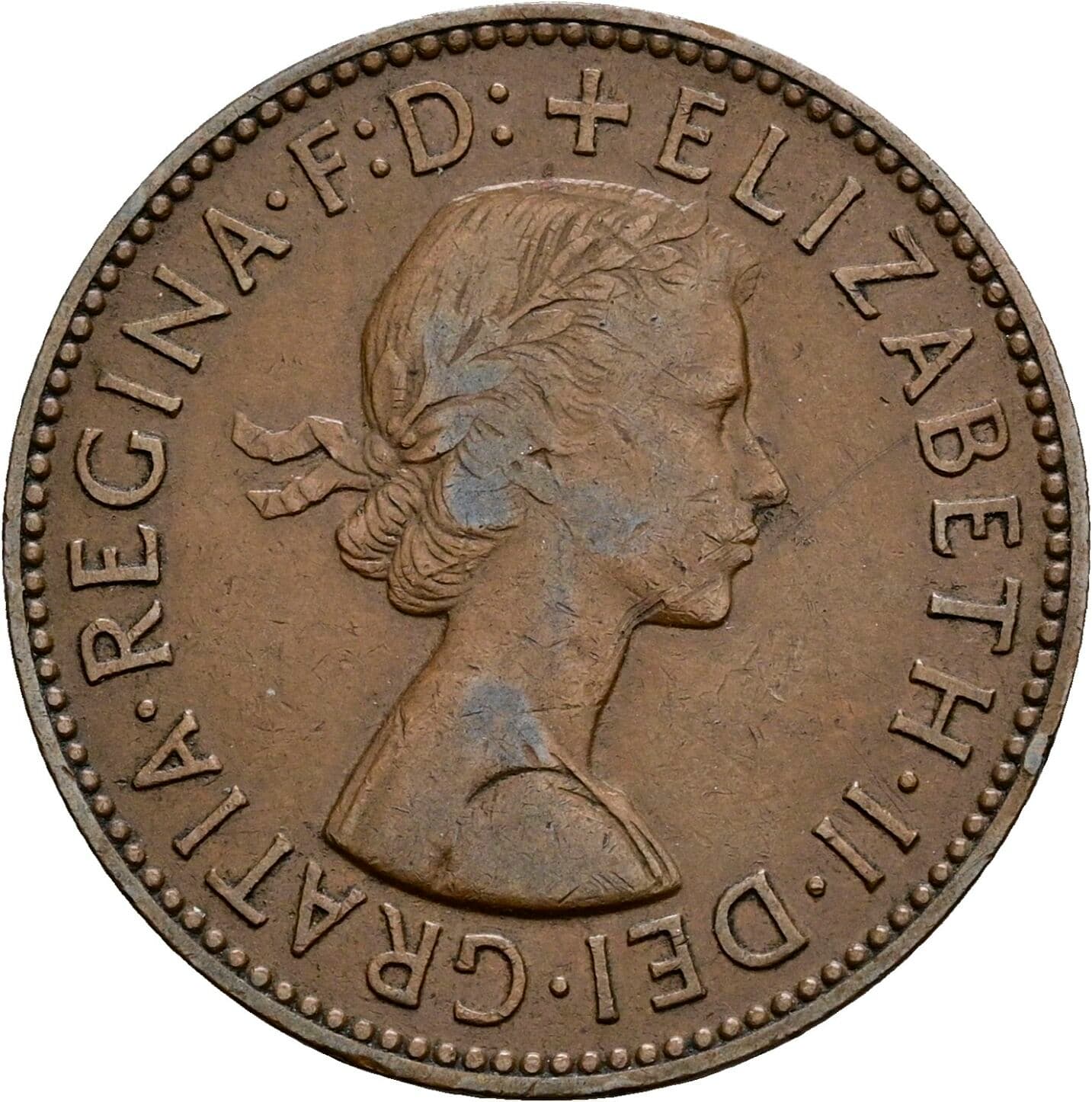 Half Penny Elisabeth II. 1952-2022 1957 – Vorderseite