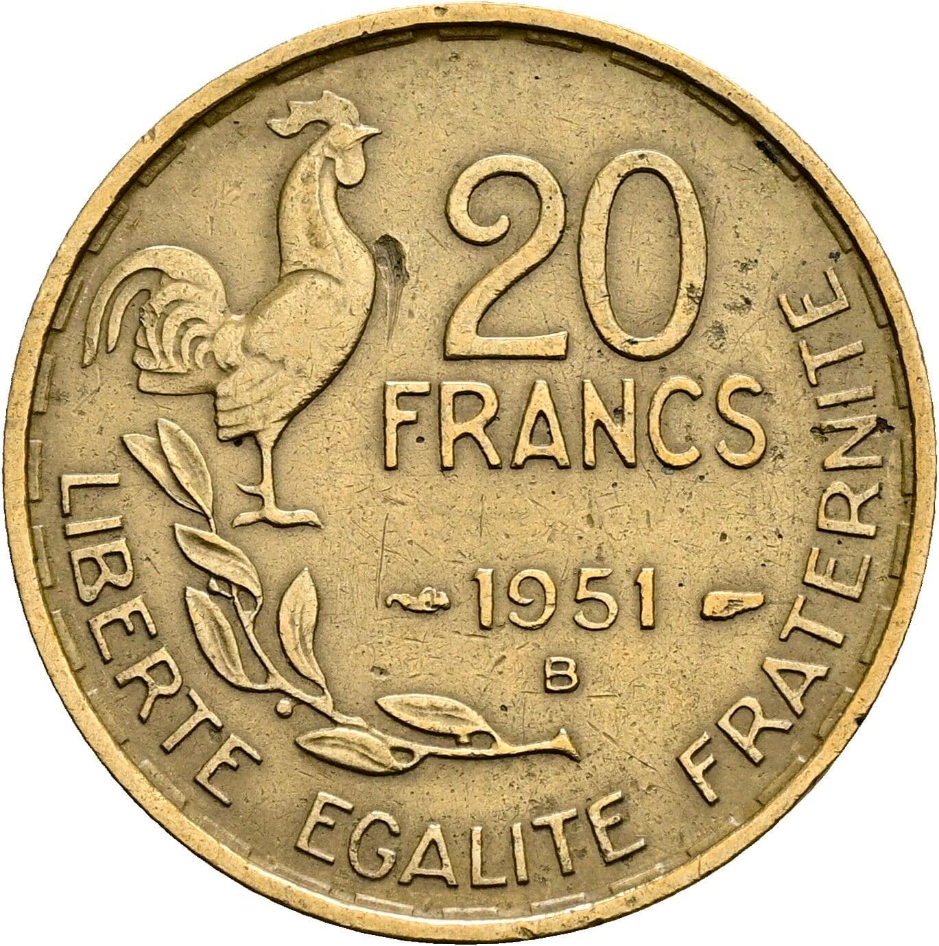 20 Francs 1951 B – Vorderseite