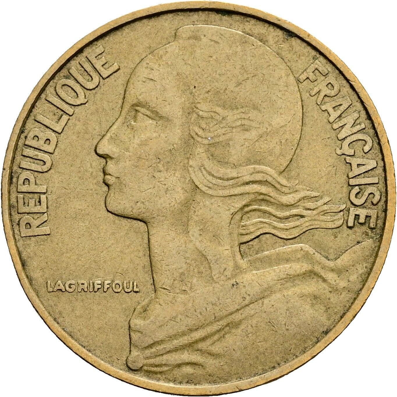 20 Centimes 1963 – Vorderseite