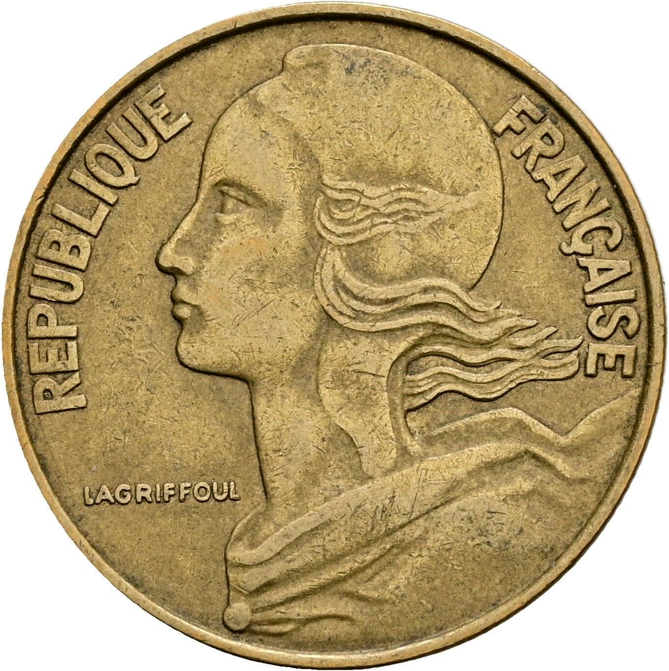20 Centimes 1967 – Vorderseite