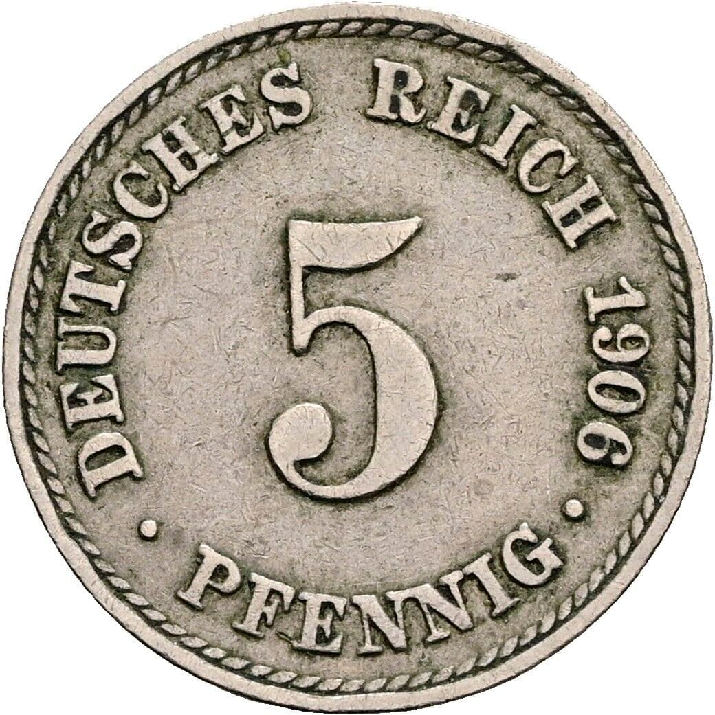 5 Pfennig 1906 A – Vorderseite