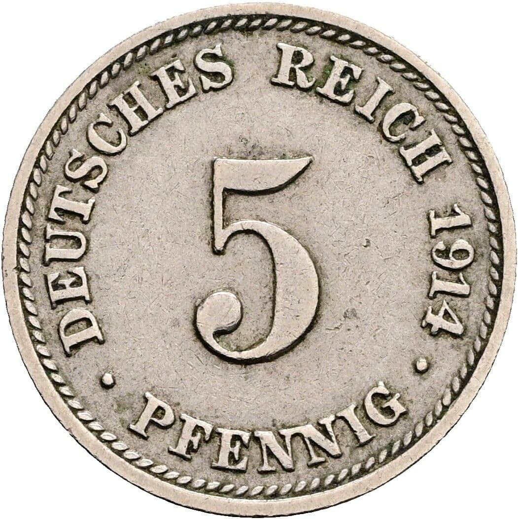 5 Pfennig 1914 D – Vorderseite