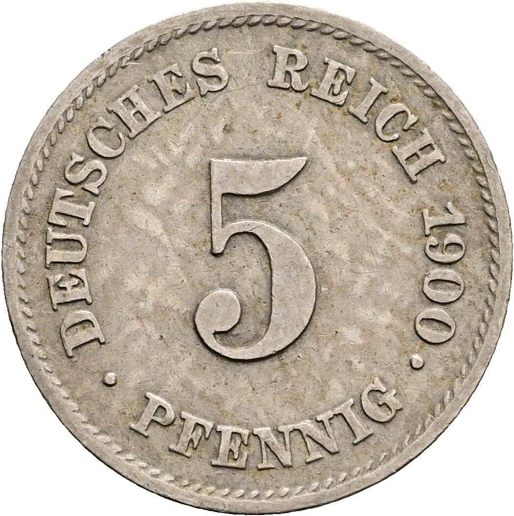 5 Pfennig 1900 E – Vorderseite