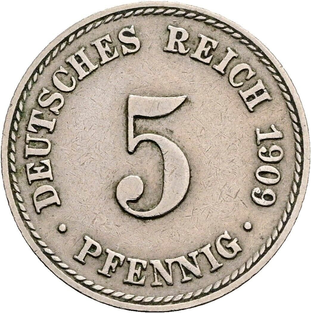 5 Pfennig 1909 A – Vorderseite