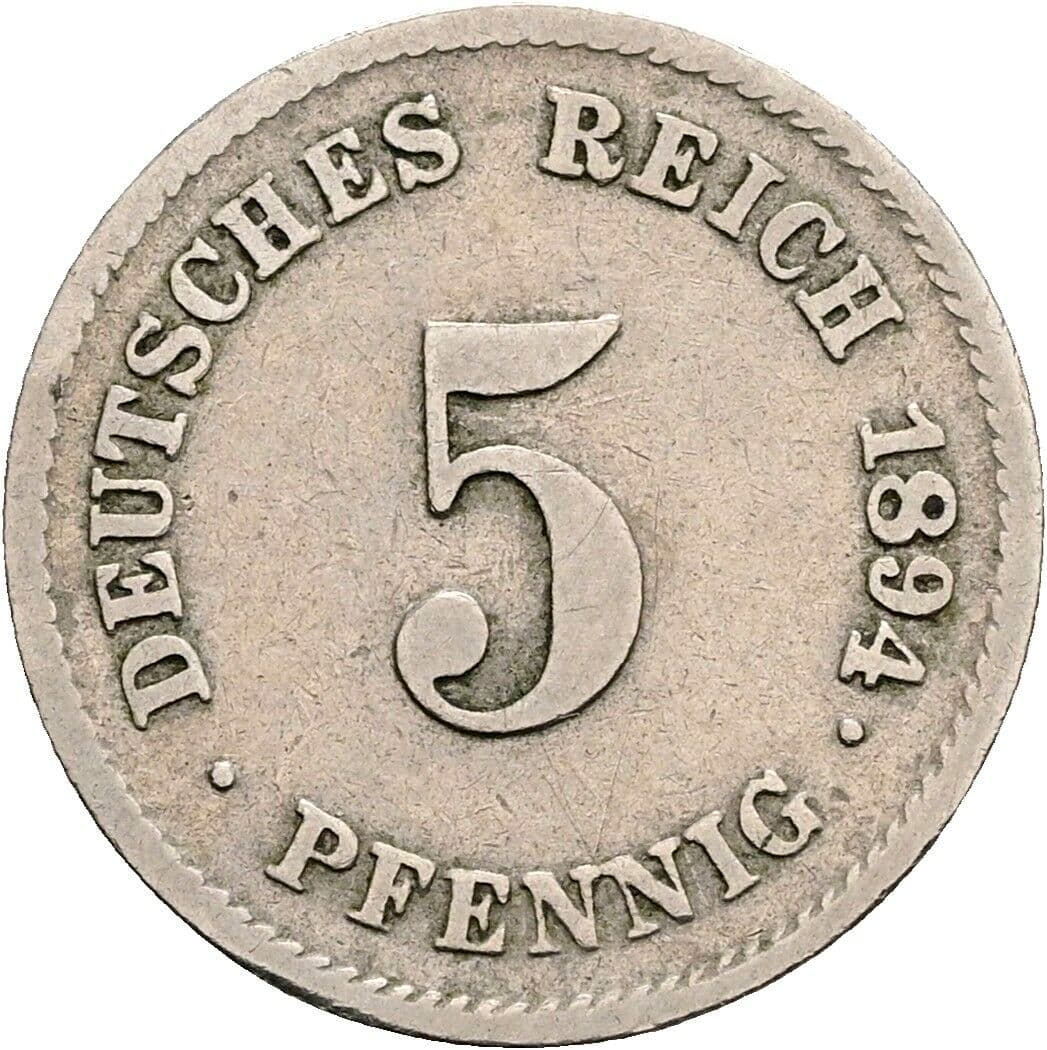 5 Pfennig 1894 G – Vorderseite