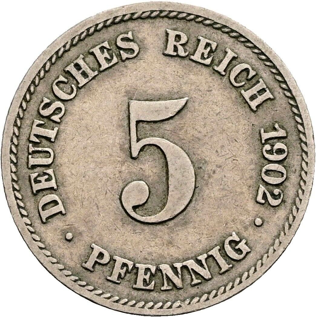 5 Pfennig 1902 E – Vorderseite