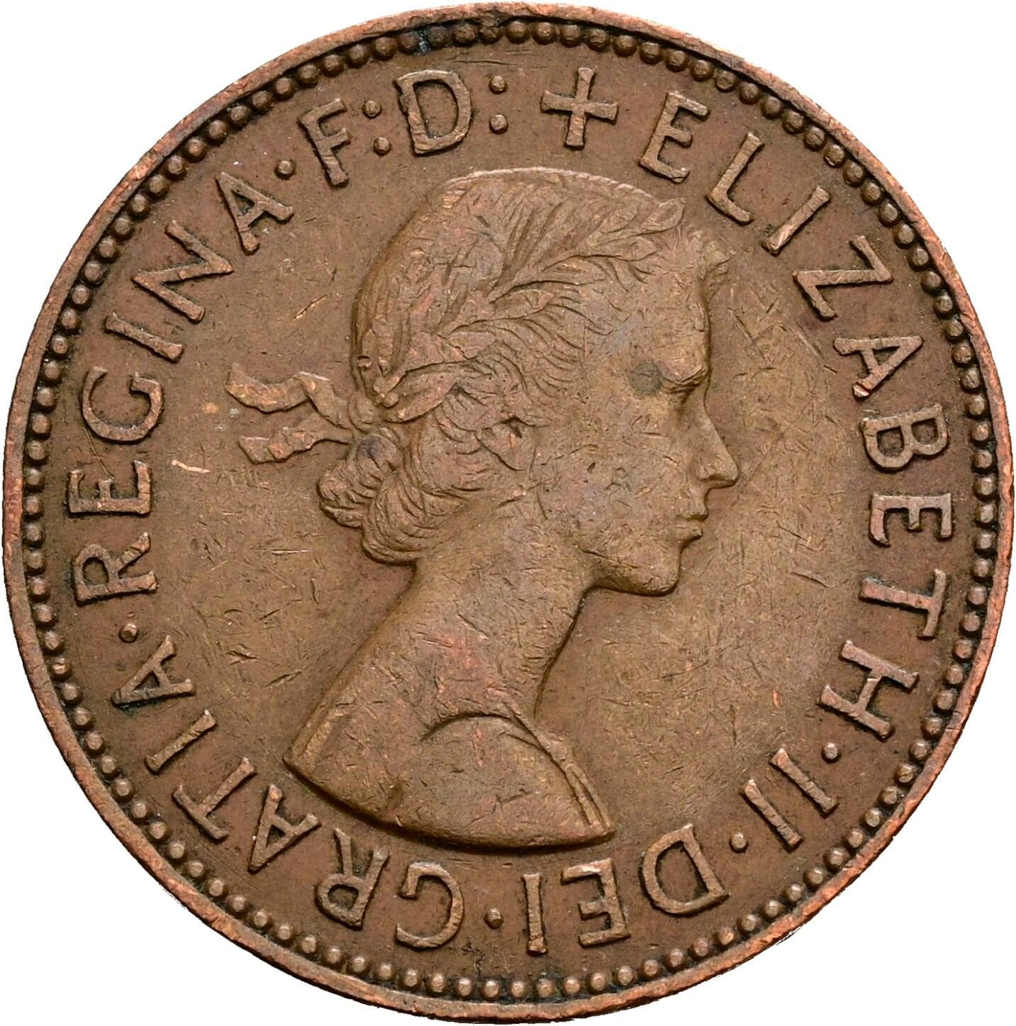 Half Penny Elisabeth II. 1952-2022 1960 – Vorderseite