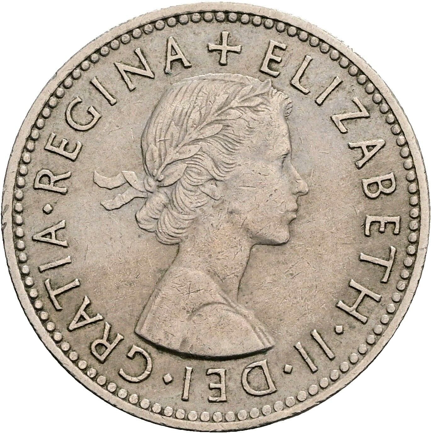 One Shilling Elisabeth II. 1952-2022 1955 – Vorderseite