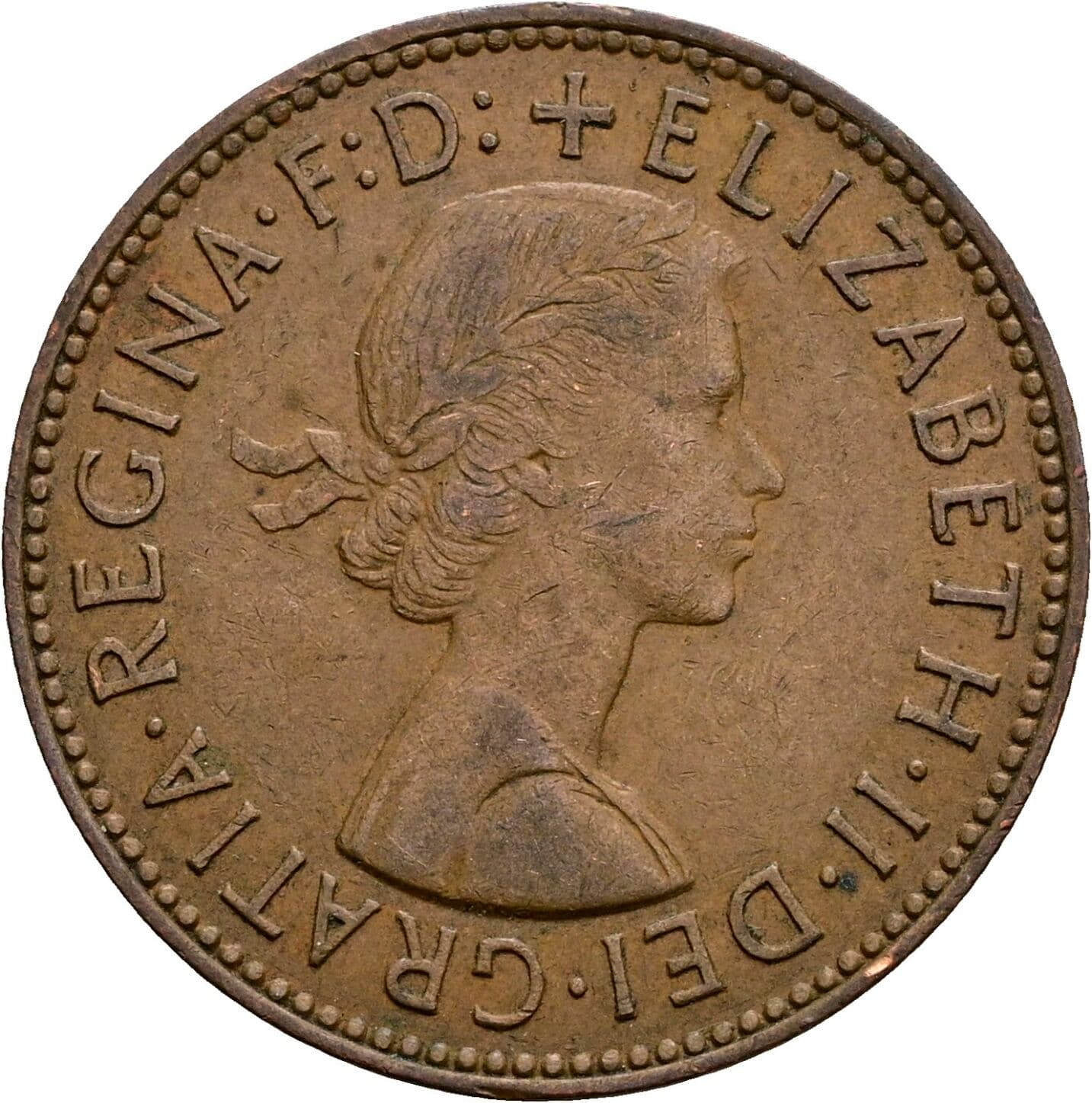 Half Penny Elisabeth II. 1952-2022 1962 – Vorderseite