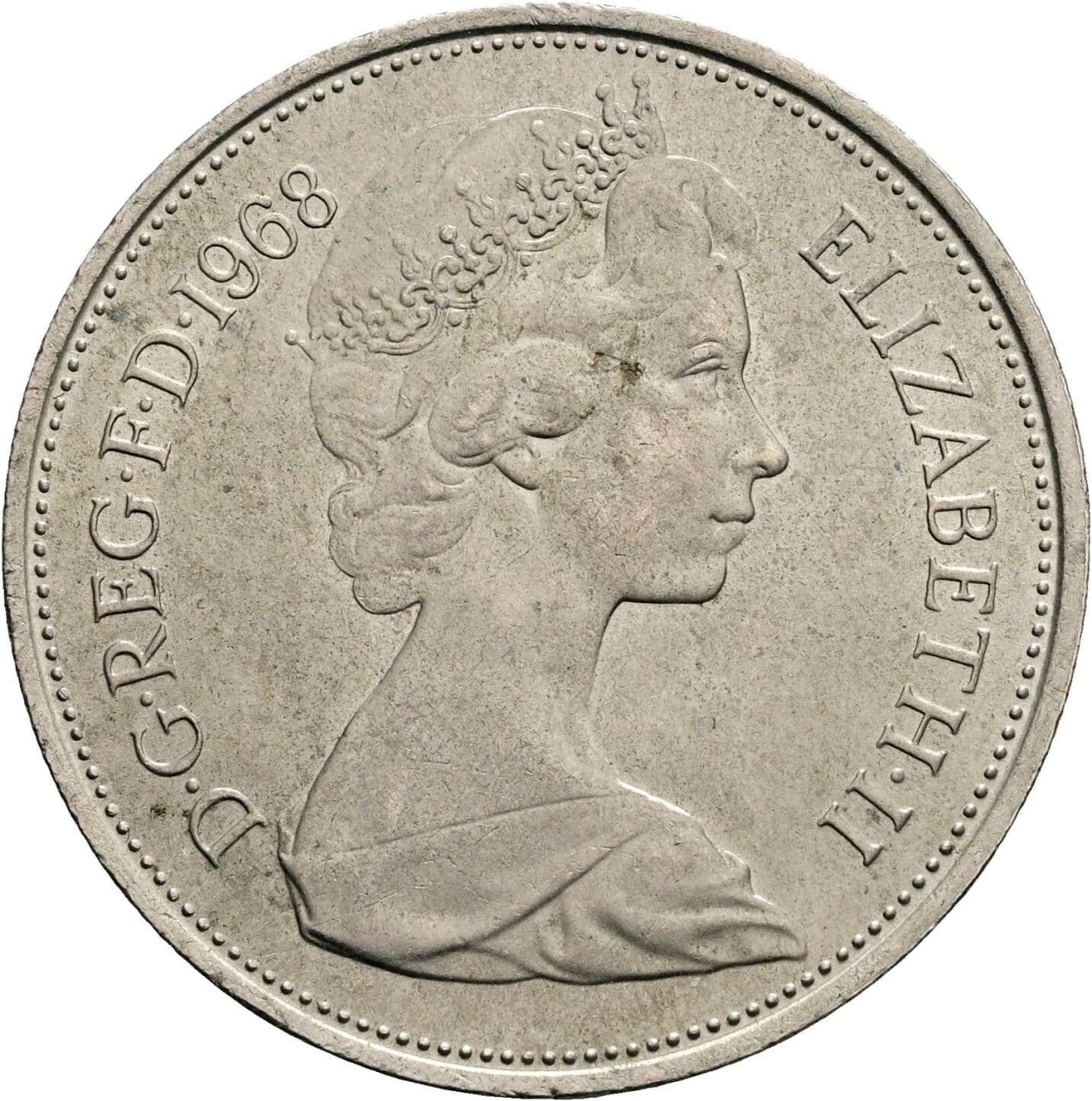 10 New Pence Elisabeth II. 1952-2022 1968 – Vorderseite