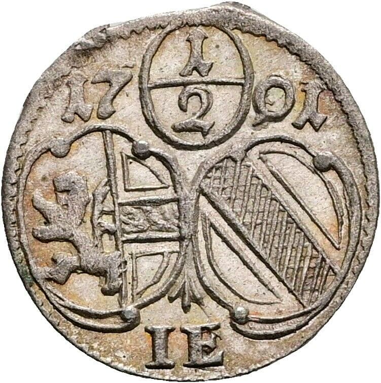 1/2 Kreuzer Johann Ernst Thun-Hohenstein 1687-1709 1701 – Vorderseite