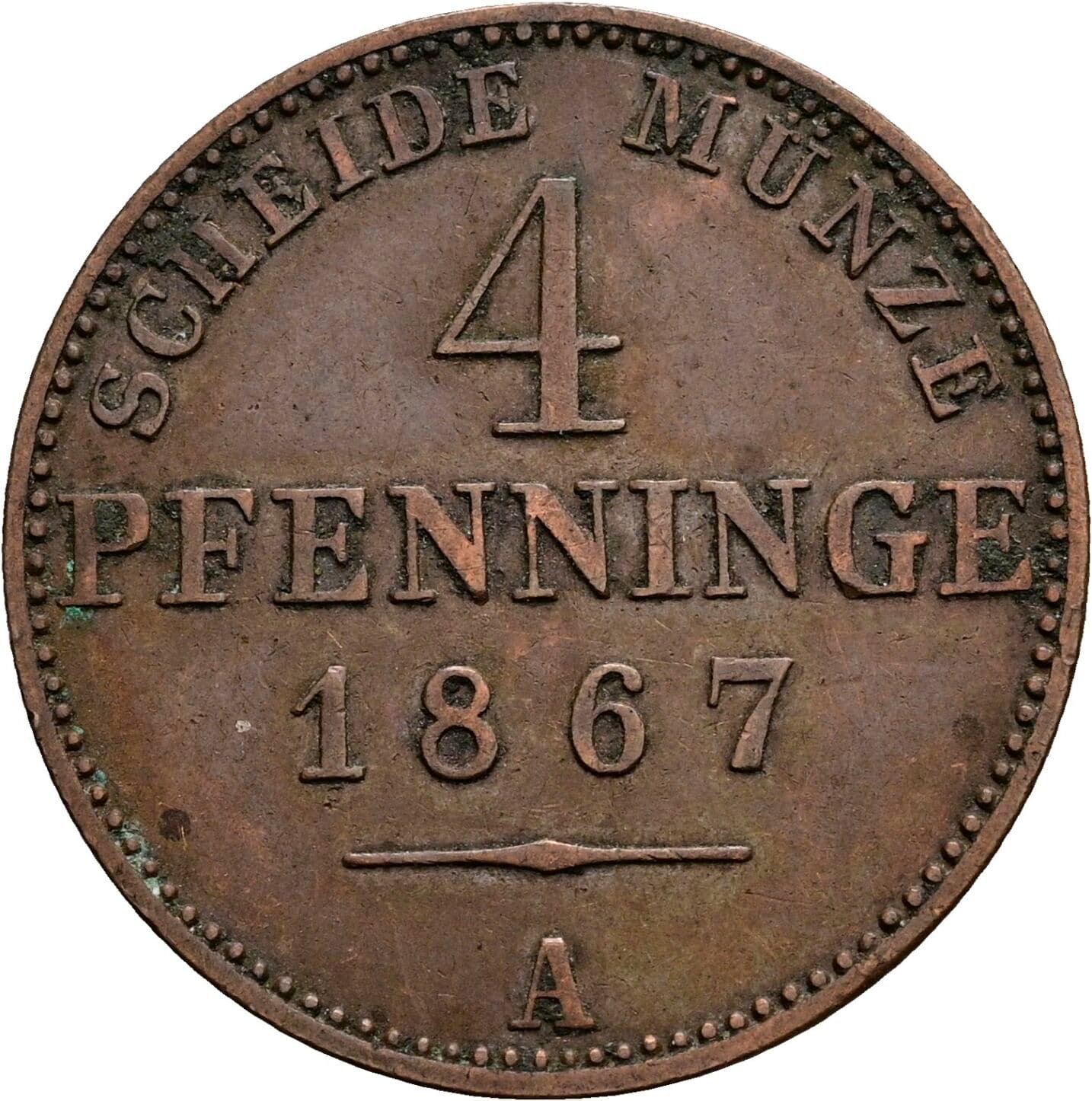 4 Pfennige Wilhelm I. 1861-1888 1867 A – Vorderseite